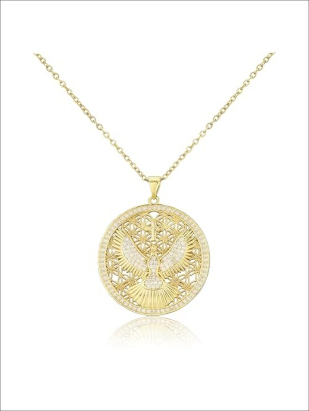 18K Gold Plated Cross Pendant Necklace Religious Gift